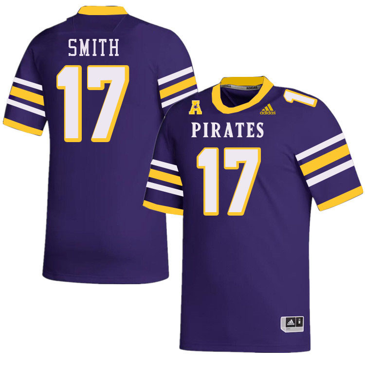 Men #17 Anthony Smith ECU Pirates College Football Jerseys Stitched-Throwback